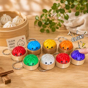 Kawaii Dumpling Keychain with Click Function – 3D Printed