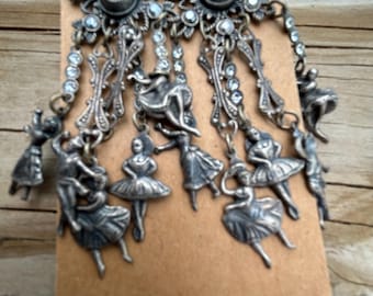Banana Bob silver ox ballerina earrings. Factory made. 3 inches long Very Rare