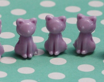 10x Tiny Lilac Purple Cat Beads