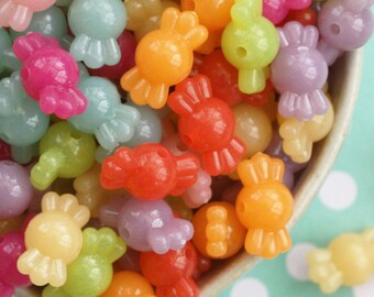 30x 17mm Jelly Candies Sweet Plastic Multicoloured Beads