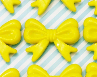 5x Huge 45mm Yellow Kawaii Lolita Bow Beads or Bowknot