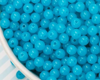 300x 6mm Tiny Turquoise Blue Coloured Resin Globe beads