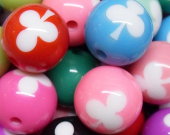 10x 15mm Colorful Lucky Clover Resin Globe beads