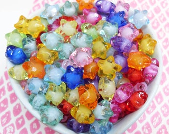 50x 12mm Candy Coloured Faceted Star beads