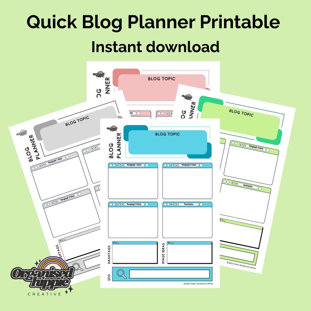 Quick Blog Post Planner - A4 Printable Download (4 Colours Available) - Etsy
