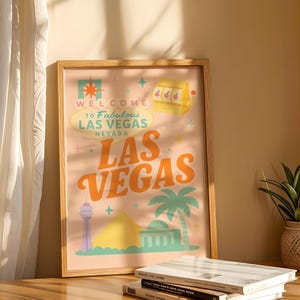Las Vegas Vintage Wand-Kunst-Druck | Digitaler Download | Seitenverhältnis 2:3 | .Retro Stadt Poster | Reisen Wohnkultur | Sofortiger Download