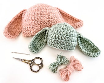 Bunny Hat Crochet Pattern, Easy Crochet Hat Pattern, Newborn Crochet Hat Pattern