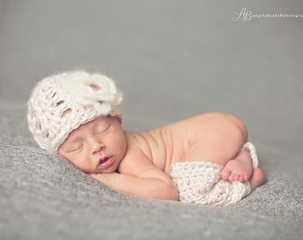 Pink Baby Hat Legwarmer Set - Newborn Photo Prop - Baby Leggings and Hat - Hat and Leggings Set - Pink Newborn Prop