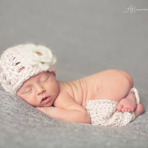Pink Baby Hat Legwarmer Set - Newborn Photo Prop - Baby Leggings and Hat - Hat and Leggings Set - Pink Newborn Prop