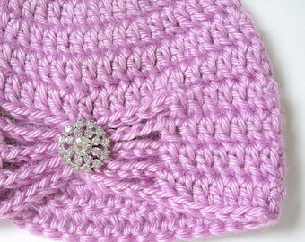 Purple Baby Hat - Newborn Photo Prop - Baby Girl Hat - Newborn Beanie - Baby Beanie - Baby Hat ith Button - Crochet Baby Hat - Infant Hat