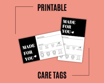 Printable Care Instruction Tag, PDF Care Card, Wash Instructions Label, Digital Download PDF Care Tag