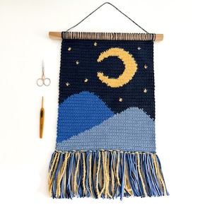 Crochet Mountain Moon Wall Hanging Pattern: DIY Nursery Decor (PDF Pattern)