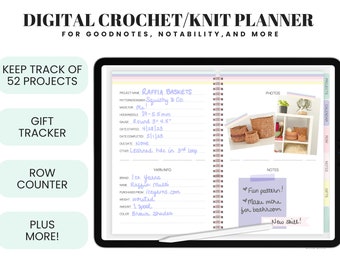 Digital Crochet & Knit Project Planner - Project Tracker - GoodNotes Project Organizer - Notability Project Planner - Digital Craft Journal