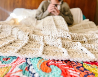 Crochet Blanket Pattern, Super Bulky Blanket Pattern, Crochet Afghan Pattern