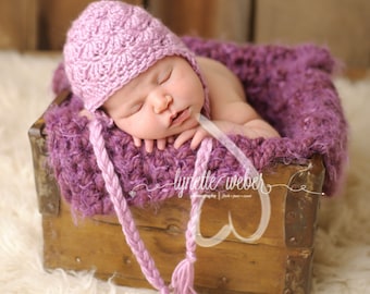 Newborn Photo Prop, Baby Girl Hat, Photography Prop, Purple Baby Hat, Baby Photo Prop, Crochet Shell Hat, Purple Photo Props