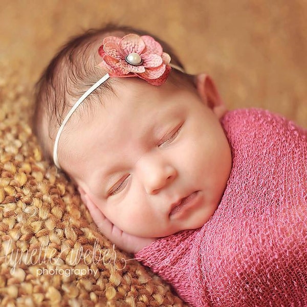 Newborn Photo Prop, Newborn Flower Headband, Newborn Headband, Pink Flower Headband, Pink Toddler Headband, Baby Girl Headband, Small Flower