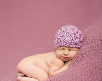 Purple Baby Hat, Purple Photography Prop, Newborn Beanie, Purple Baby Beanie, Crochet Baby Hat, Crochet Newborn Hat, Purple Crochet Hat