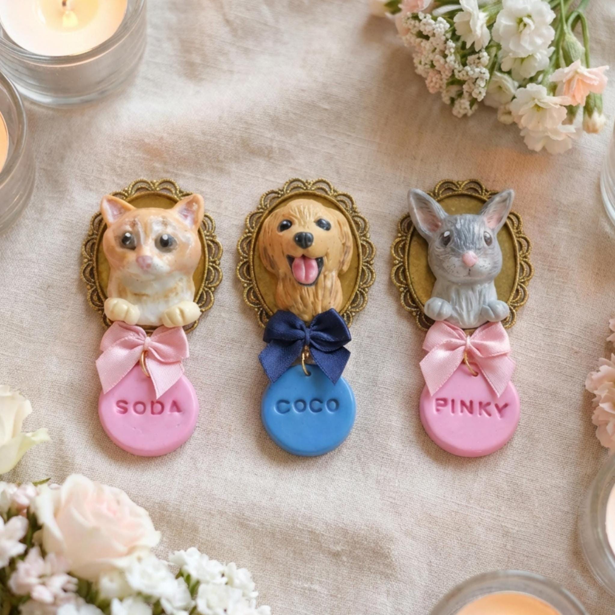 Custom Pet Memorial Keepsake Gift Polymer Clay Pet Portrait Magnet ...