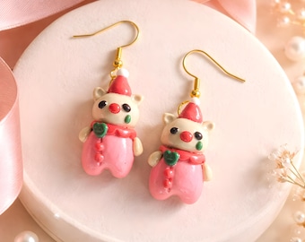 Pendientes de gato payaso hechos a mano en arcilla polimérica, joyería colgante de animales, ligeros, hipoalergénicos, con cierre francés, accesorio kawaii, regalo para amantes de los gatos.