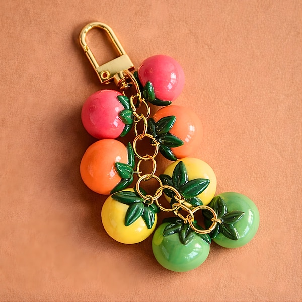 Tomaat Sleutelhanger Tas Bedel Tuinliefhebber Cadeau Handgemaakt Fruit Polymeer Klei Groente Lente Esthetiek Accessoire Voor Pasen Idee