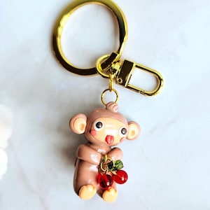 Monkey Keychain Polymer Clay Animal Cute Bag Charm Accessory Backpack Zipper Pull For Monkey Lover Charm Gift Back To School Teacher Gift