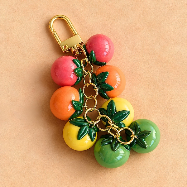 Tomate Schlüsselanhänger Taschenanhänger Gartenliebhaber Geschenk Handgemacht Obst Polymer Clay Gemüse Sommer Ästhetik Accessoire Studenten Abschluss Geschenkidee