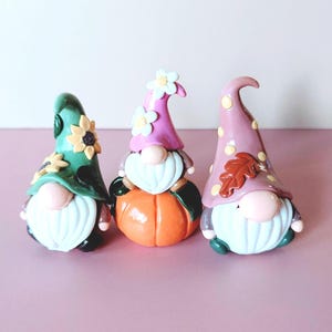 Cute Fall Clay Desk Buddy Autumn Gnome Decor Handmade Figurine Pumpkin Farmhouse Theme Shelf Accent Collectible Fall Art Gift Idea