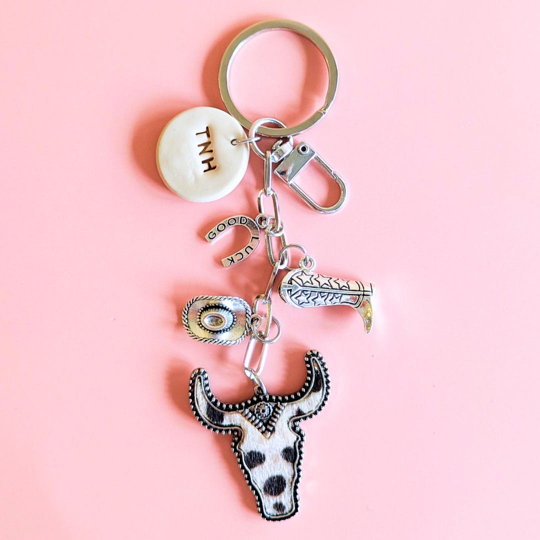 Personalized Cowboy Keychain Custom Initials Holiday Gift Idea for ...