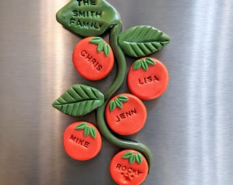 Personalized Family Tree Tomato Fridge Magnet Gift Idea For Housewarming Party Cute Farmcore Theme Customized Kitchen Accent Decor Gift