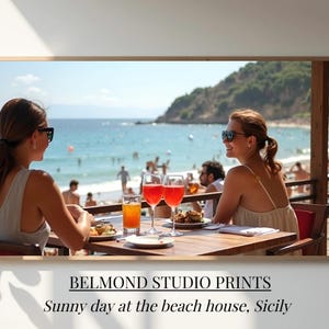 Italy Beach house wall Print | Aperitive art print | Aperol Art print | Seascape Print | Canvas Print | Summer Print | Large Wall Art Print