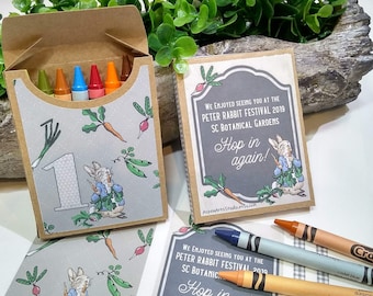 NEW - Peter Rabbit Custom Crayon Box Party Favor Kit - Peter Rabbit Beatrix Potter shower party favor