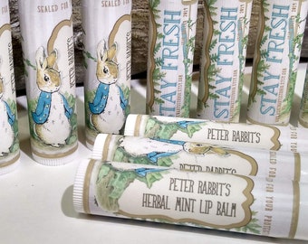 Peter Rabbit Herbal Mint LIP BALM - Peter Rabbit Beatrix Potter shower party favor