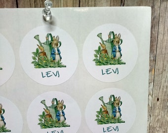 Peter Rabbit Custom NAME Stickers - Favor stickers - Bookplate sticker - Nursery sticker