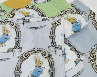 LAST CHANCE - Peter Rabbit Shabby Chic Ice Blue Quilt Fabric Fat Quarter - Beatrix Potter nursery quilt fabric crafts