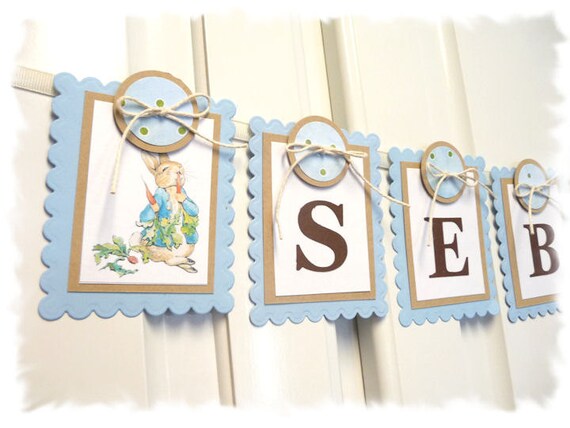 Items similar to Peter Rabbit HAPPY BIRTHDAY Banner - Beatrix Potter