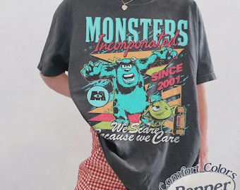 Comfort Colors Monsters Incorporated Since 2001 We Scare Because We Care T-Shirt, Monsters University, Disney Sulley & Mike Monster Inc Tee