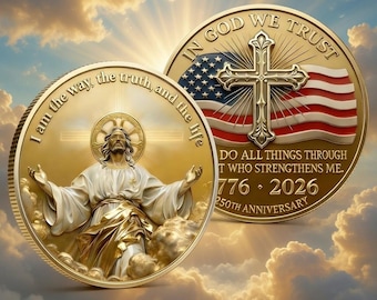 Moneda conmemorativa del 250 aniversario de la Iglesia Cristiana: Jesús y la Cruz, regalo patriótico de fe / artículos de colección, moneda conmemorativa