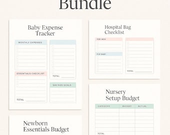 Baby Budget Planner Bundle | New Parent Expense Tracker & Checklists | Printable PDF