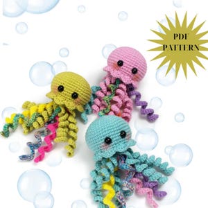 Easy Jerry the Jellyfish Crochet Pattern | No Sew Amigurumi Sea Animal, Cute Ocean Plush Toy, PDF Digital Download