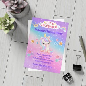 Einhorn-Geburtstags-Postkarten-Bündel, bezaubernde Einladungen für Kinder, zum Feiern, Party-Einladungen, Umschläge inklusive, magisch