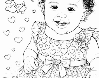 Valentine or Easter Coloring Page From Photo | Personalized  Coloring Page | Custom Kids or Pet Coloring Page | Printable PDF
