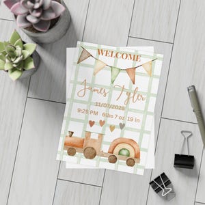 Lots de cartes postales personnalisées faire-part de bébé garçon bohème, jolies cartes de faire-part de naissance, cartes postales personnalisables pour enfants