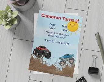 Monster Rally Fifth Birthday Party Invitation-Personalized Party Invitation-Evite