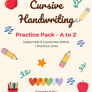 Cuaderno de ejercicios de escritura cursiva para niños: alfabeto, palabras y oraciones de práctica, PDF imprimible de caligrafía, hojas de práctica de escritura para la educación en casa