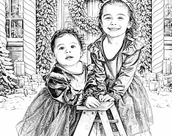 Custom Coloring Page from Your Photo | Personalized Coloring Page | Kids, Pets & Family | Printable Coloring Page