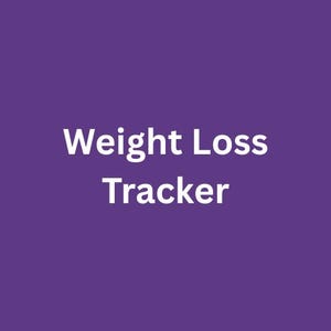 May include: A purple background with the words "Weight Loss Tracker" in white, centered on the image. The text is in a clean, sans-serif font, making it easy to read.