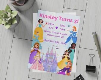 Once Upon A Time Princess Birthday Party Invitation-Personalized 1st Birthday Girl Party Invite-Custom Digital File-eVite, Printable