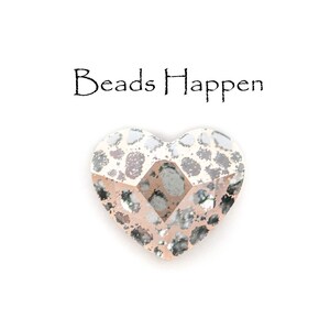 14mm Swarovski Article 2808, Flat Back Heart Crystal Cabochon with Faceted Top, Rose Patina, Mirrored Patina, Quantity 1