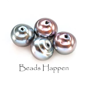 10mm Pink Iris Baroque Snail Glass Pearl Beads Bead, Pink Purple Gray, Glass Pearlized Beads, Czech Republic, Pearls, Quantity 4