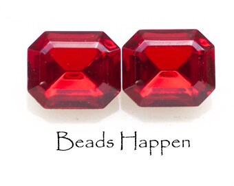 12x10mm SWAROVSKI Octagon Siam Ruby Red Jewels Stones, 12x10 octagons, Swarovski octagons, Red Octagons, Quantity 2